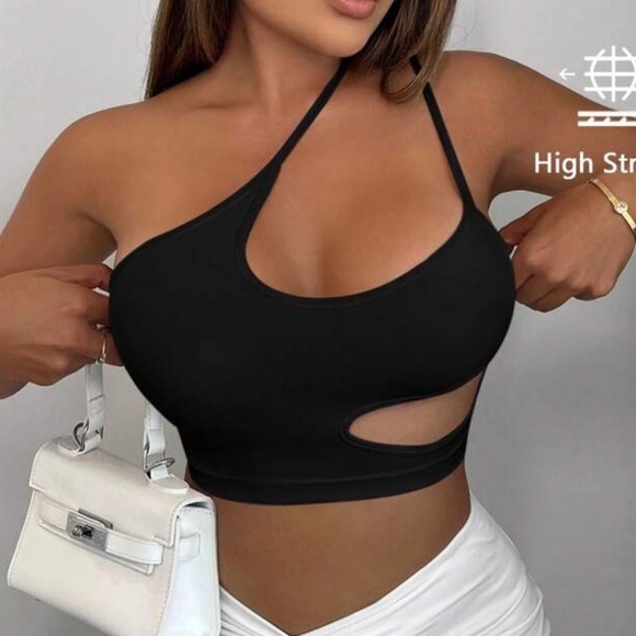 SHEIN SXY One Shoulder Cut Out Crop Top - Picture 1 of 3